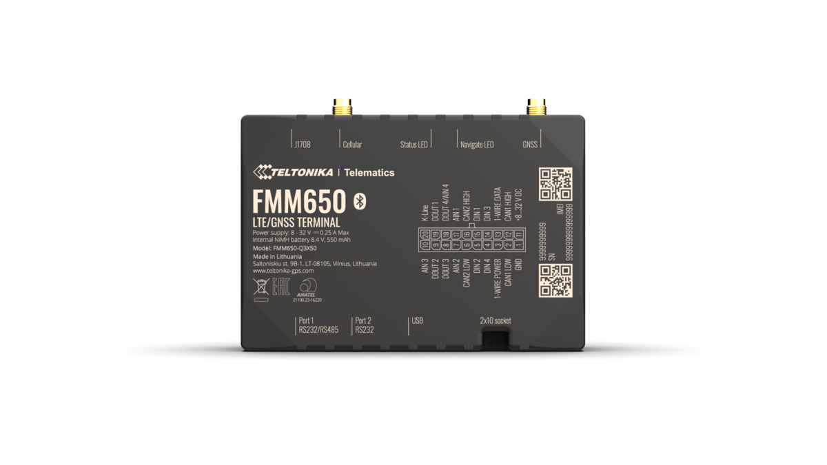 Teltonika FMM650 professional GPS tracker - front view